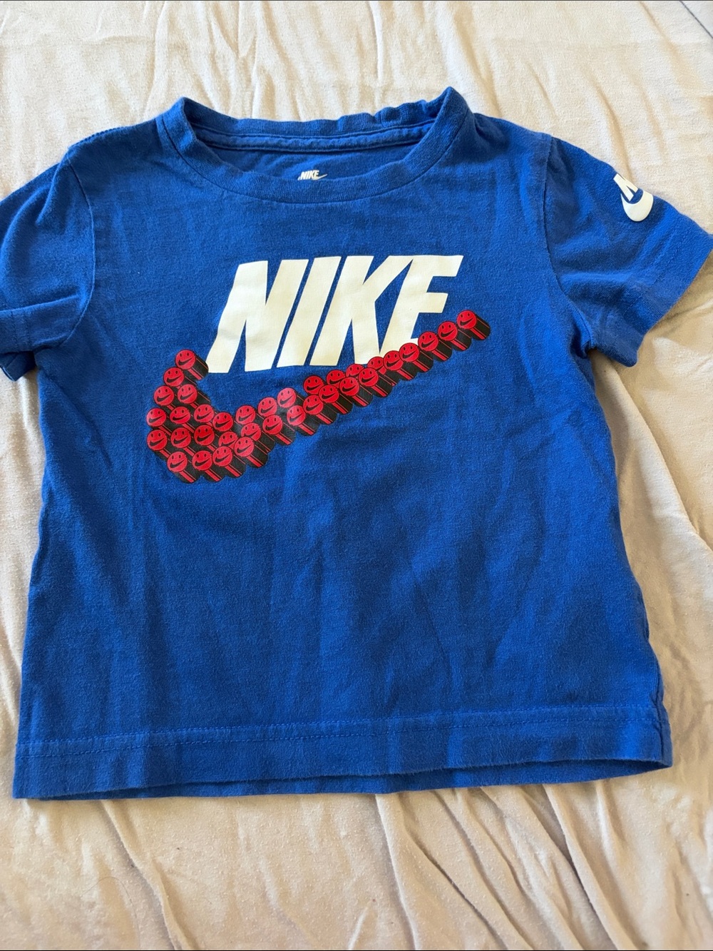 B64 Nike Royal Blue Tee with White Logo and Red Smiles